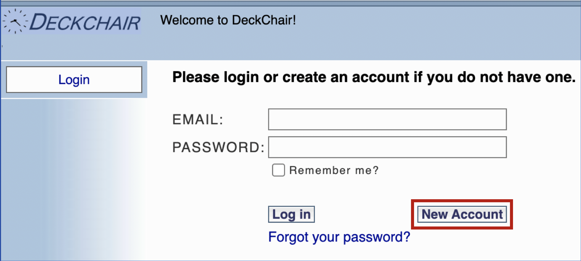 DeckChair Tutor Login